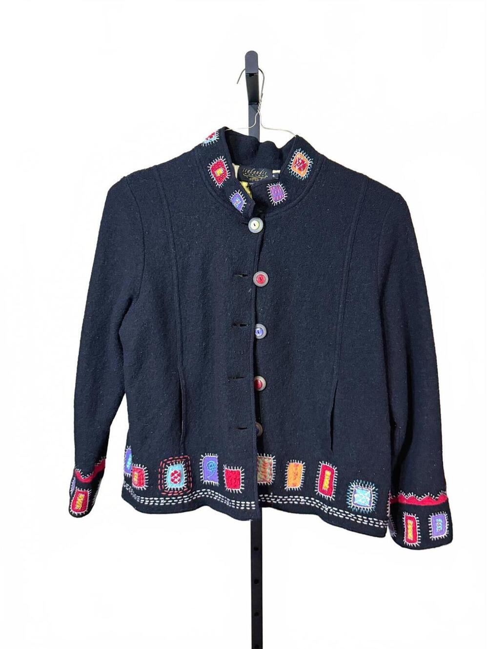 Icelandic Design Women's Embroidered Wool Jacket Size XL